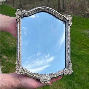 Anthropologie Vardine Silver Gilt French Venetian Ornate Floral Wall Mirror